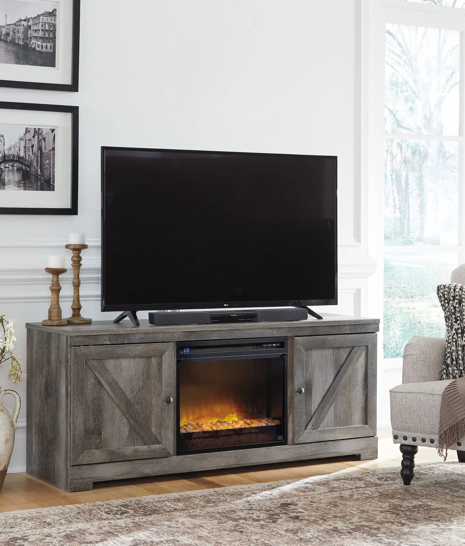 Wynnlow 63" TV Stand with Electric Fireplace - Premier Furniture & Mattress