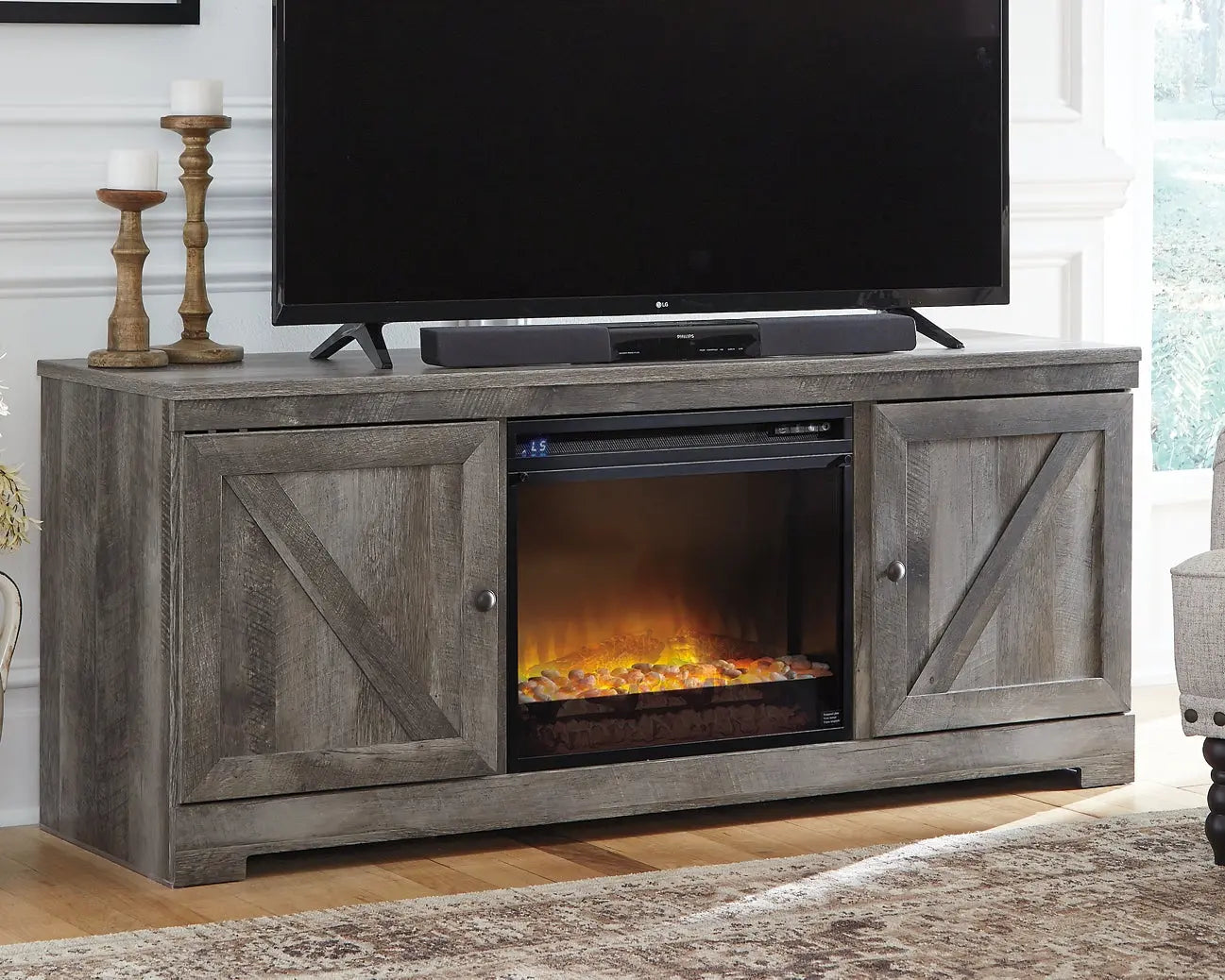 Wynnlow 63" TV Stand with Electric Fireplace - Premier Furniture & Mattress