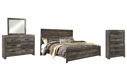 Wynnlow King Panel Bed with Mirrored Dresser and Chest Premier Furniture & Mattress