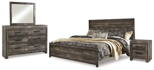 Wynnlow King Panel Bed with Mirrored Dresser and Nightstand Premier Furniture & Mattress