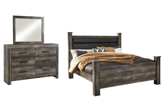 Wynnlow King Poster Bed with Mirrored Dresser Premier Furniture & Mattress