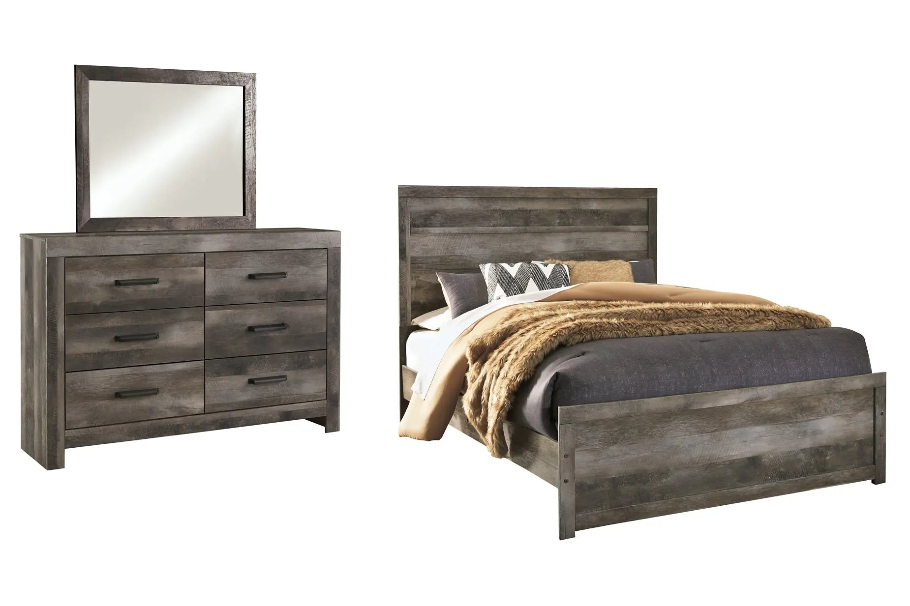 Wynnlow Queen Panel Bed with Mirrored Dresser Premier Furniture & Mattress