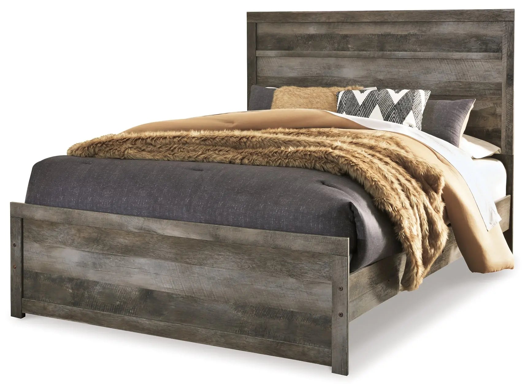 Wynnlow Queen Panel Bed with Mirrored Dresser and Chest Premier Furniture & Mattress