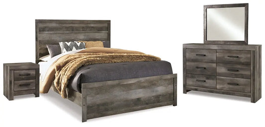 Wynnlow Queen Panel Bed with Mirrored Dresser and Nightstand Premier Furniture & Mattress