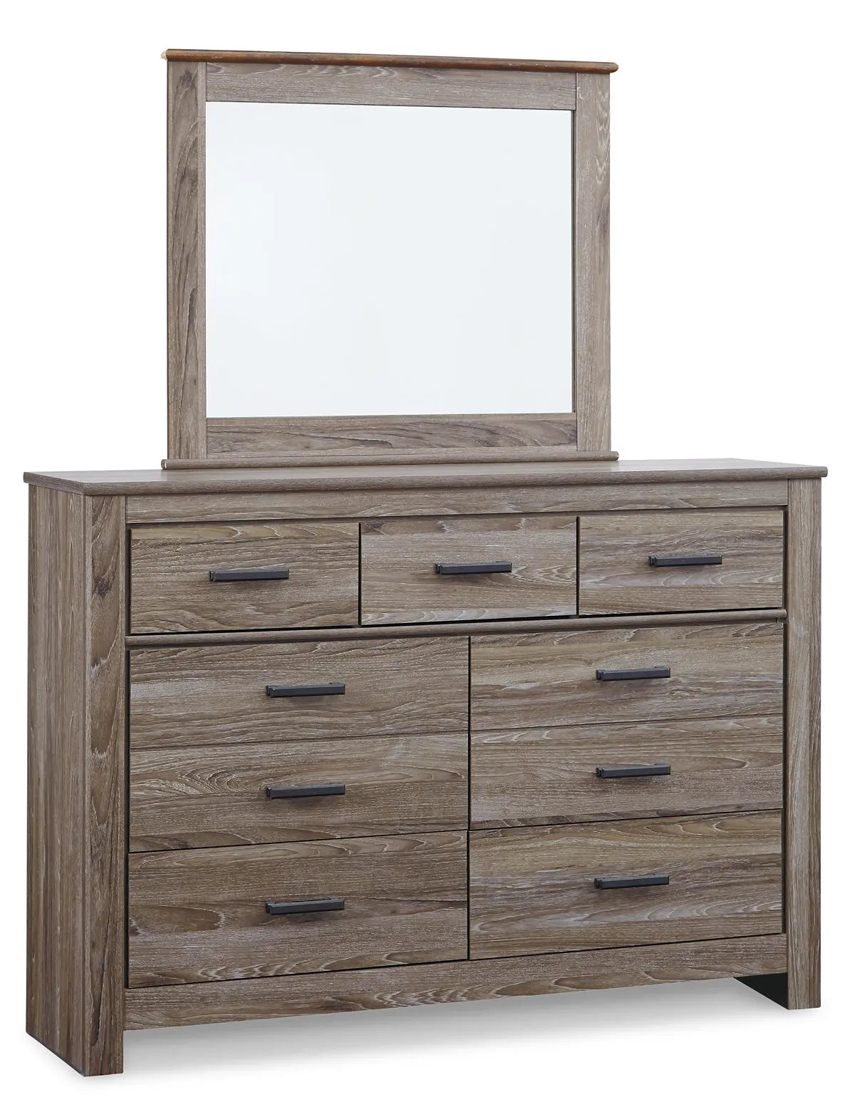 Zelen Queen Panel Bed with Mirrored Dresser Premier Furniture & Mattress