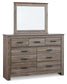 Zelen Queen Panel Headboard with Mirrored Dresser and Nightstand Premier Furniture & Mattress