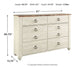Willowton Six Drawer Dresser - Premier Furniture & Mattress