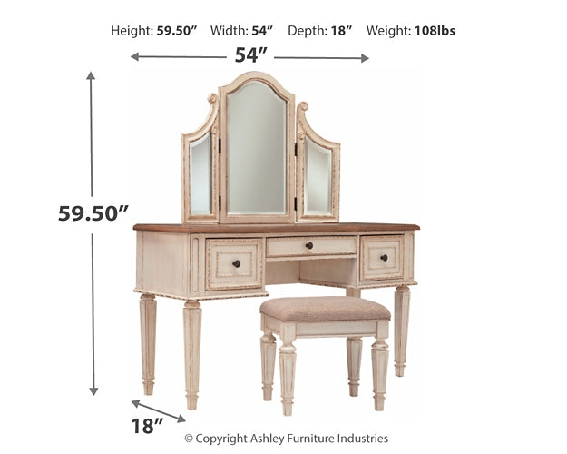 Realyn Vanity/Mirror/Stool (3/CN) - Premier Furniture & Mattress