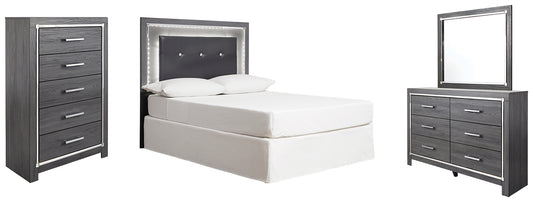 Lodanna Full Upholstered Panel Headboard with Mirrored Dresser and Chest - Premier Furniture & Mattress