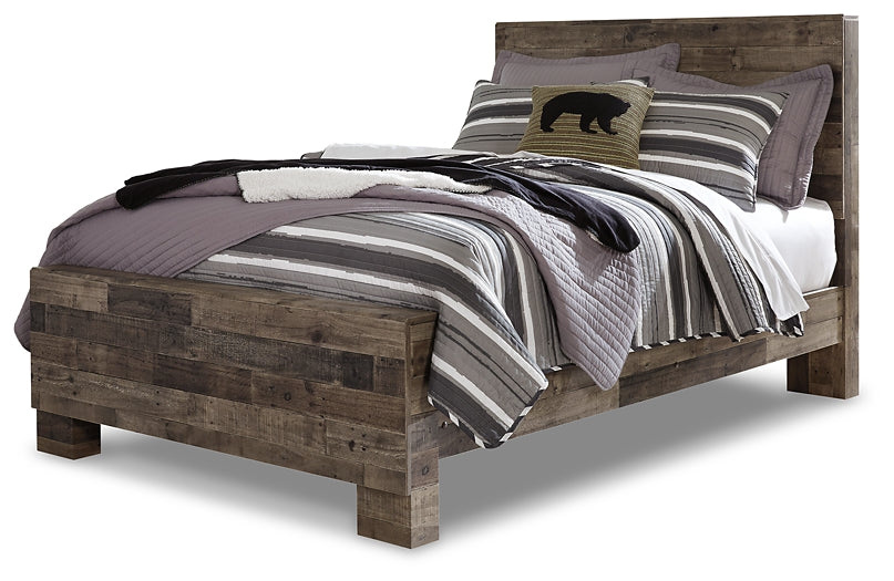 Derekson Full Panel Bed with Mirrored Dresser and Chest - Premier Furniture & Mattress