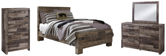 Derekson Full Panel Bed with Mirrored Dresser and Chest - Premier Furniture & Mattress