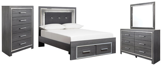 Lodanna Full Panel Bed with 2 Storage Drawers with Mirrored Dresser and Chest - Premier Furniture & Mattress
