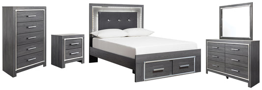Lodanna Full Panel Bed with 2 Storage Drawers with Mirrored Dresser, Chest and Nightstand - Premier Furniture & Mattress