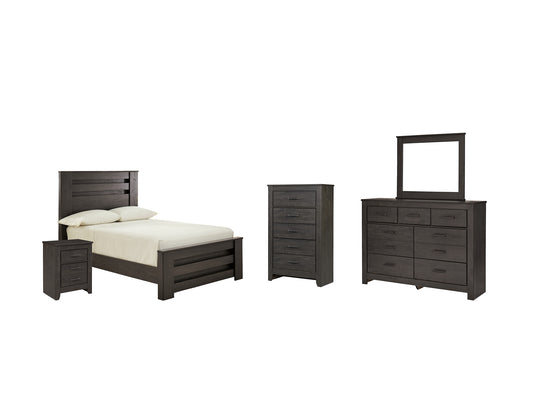 Brinxton Full Panel Bed with Mirrored Dresser, Chest and Nightstand - Premier Furniture & Mattress