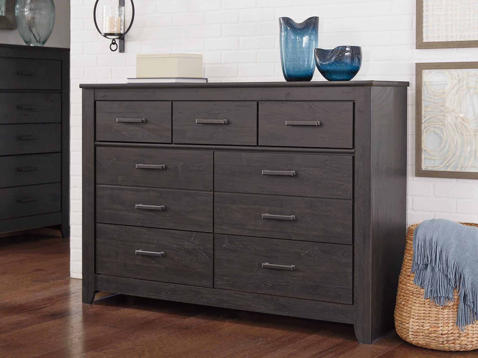 Brinxton Full Panel Headboard with Mirrored Dresser, Chest and Nightstand - Premier Furniture & Mattress