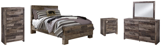 Derekson Full Panel Bed with Mirrored Dresser, Chest and Nightstand - Premier Furniture & Mattress