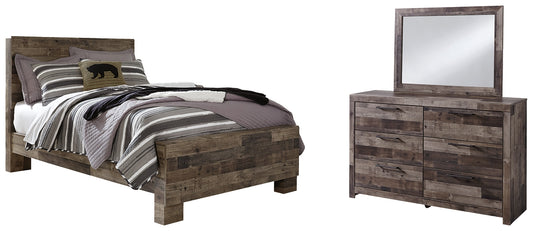 Derekson Full Panel Bed with Mirrored Dresser - Premier Furniture & Mattress