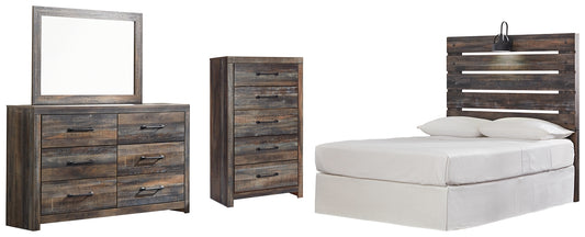 Drystan Full Panel Headboard with Mirrored Dresser and Chest - Premier Furniture & Mattress
