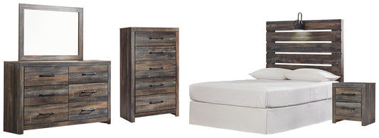 Drystan Full Panel Headboard with Mirrored Dresser, Chest and Nightstand - Premier Furniture & Mattress