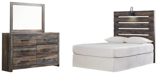 Drystan Full Panel Headboard with Mirrored Dresser - Premier Furniture & Mattress