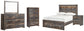 Drystan Full Bookcase Bed with 2 Storage Drawers with Mirrored Dresser, Chest and Nightstand - Premier Furniture & Mattress