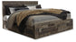 Derekson King Panel Bed with 6 Storage Drawers with Mirrored Dresser, Chest and Nightstand - Premier Furniture & Mattress