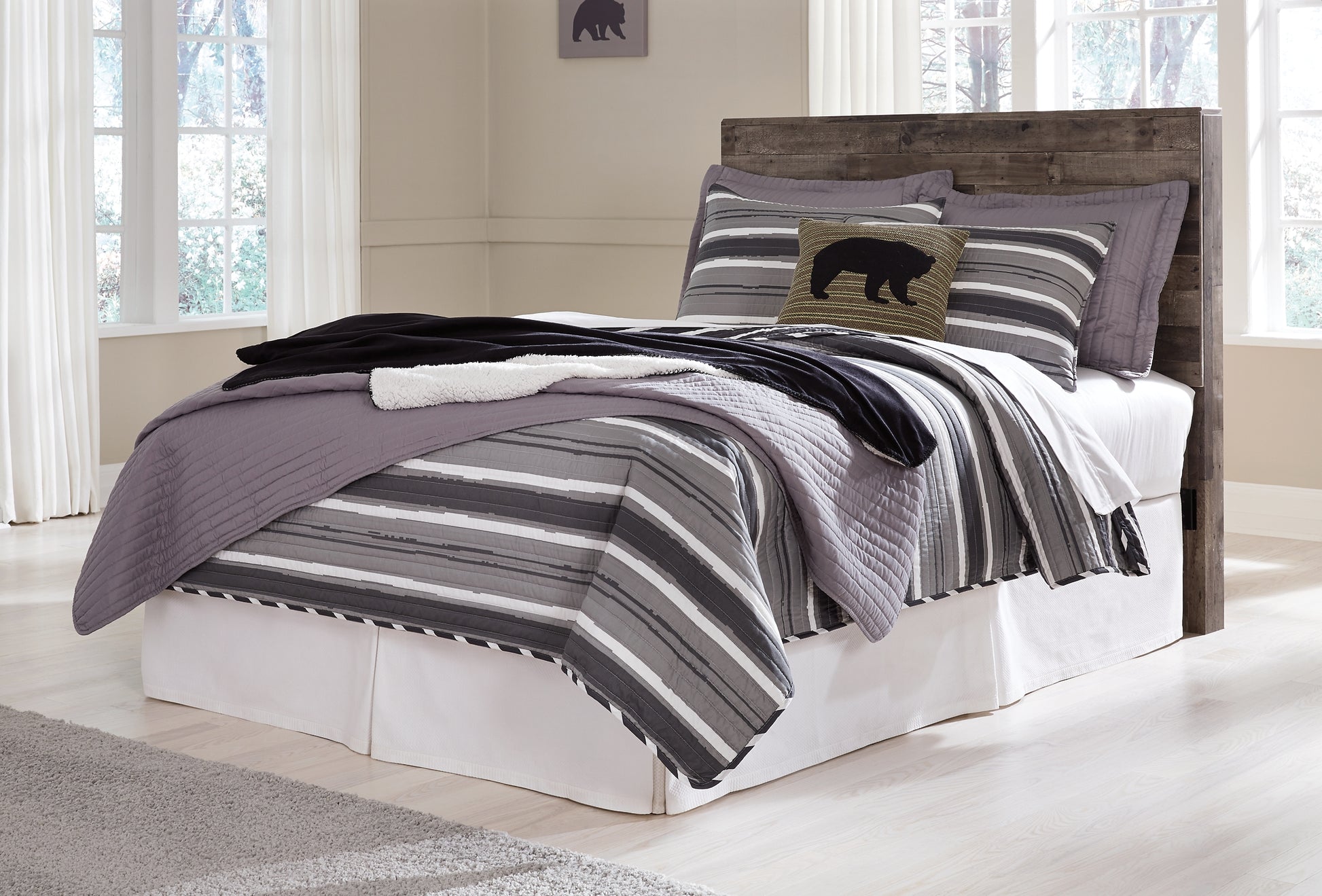 Derekson Full Panel Headboard with Mirrored Dresser, Chest and Nightstand - Premier Furniture & Mattress