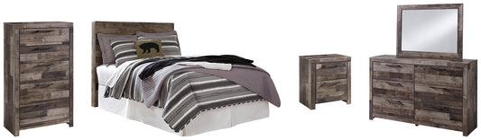 Derekson Full Panel Headboard with Mirrored Dresser, Chest and Nightstand - Premier Furniture & Mattress