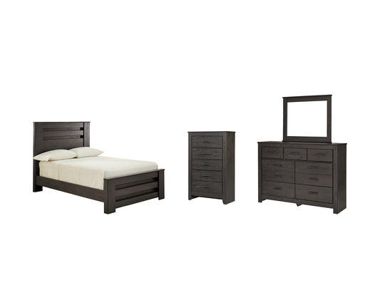 Brinxton Full Panel Bed with Mirrored Dresser and Chest - Premier Furniture & Mattress