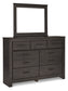 Brinxton King/California King Panel Headboard with Mirrored Dresser, Chest and Nightstand - Premier Furniture & Mattress