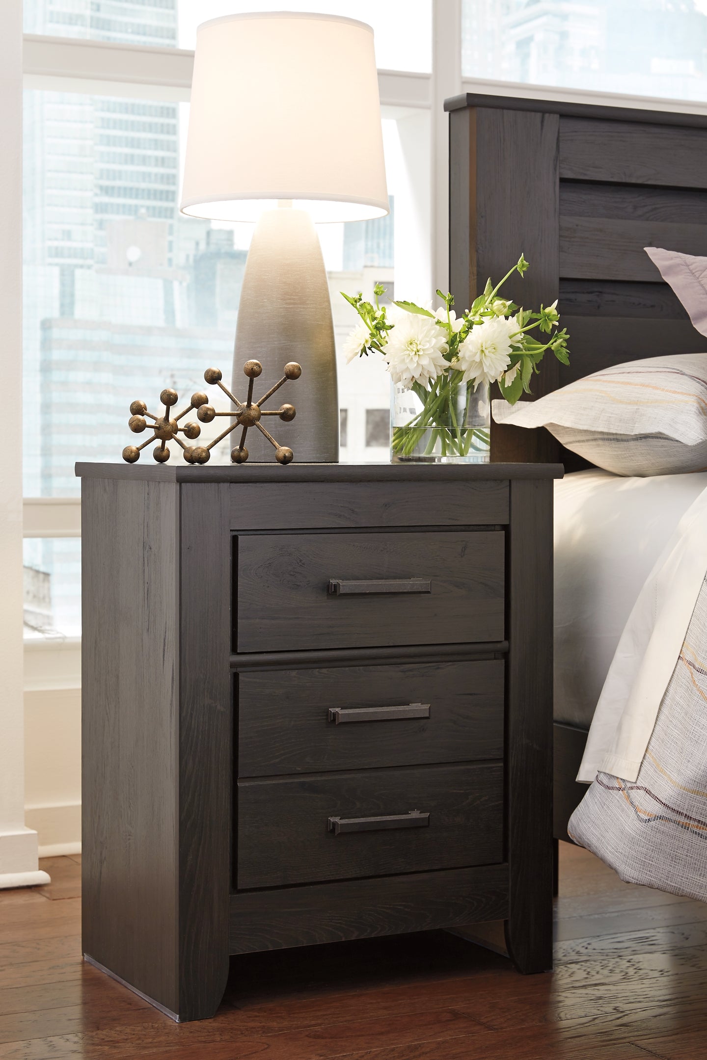 Brinxton King/California King Panel Headboard with Mirrored Dresser, Chest and Nightstand - Premier Furniture & Mattress