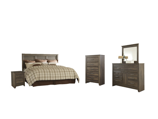 Juararo King/California King Panel Headboard with Mirrored Dresser, Chest and Nightstand - Premier Furniture & Mattress