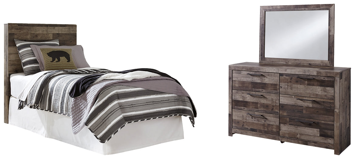 Derekson Twin Panel Headboard with Mirrored Dresser - Premier Furniture & Mattress