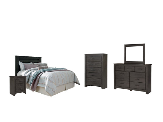 Brinxton Queen/Full Panel Headboard with Mirrored Dresser, Chest and Nightstand - Premier Furniture & Mattress