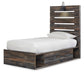 Drystan Twin Panel Bed with 4 Storage Drawers with Mirrored Dresser and Chest - Premier Furniture & Mattress