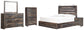 Drystan King Panel Bed with 2 Storage Drawers with Mirrored Dresser, Chest and Nightstand - Premier Furniture & Mattress