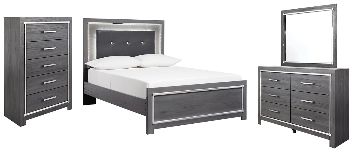 Lodanna Full Panel Bed with Mirrored Dresser and Chest - Premier Furniture & Mattress
