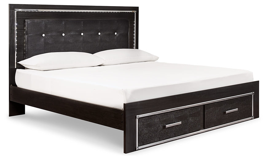Kaydell King Panel Bed with Storage with Mirrored Dresser, Chest and 2 Nightstands - Premier Furniture & Mattress