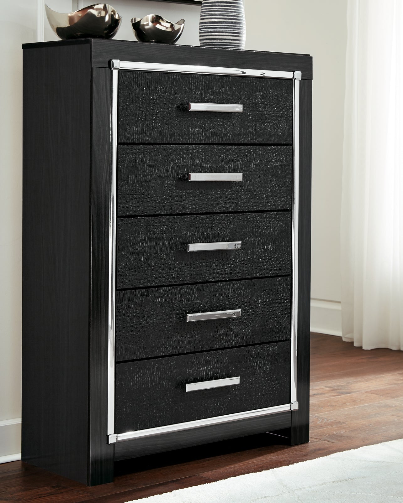 Kaydell King Panel Bed with Storage with Mirrored Dresser, Chest and 2 Nightstands - Premier Furniture & Mattress