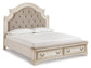 Realyn Queen Upholstered Bed with Mirrored Dresser and Chest