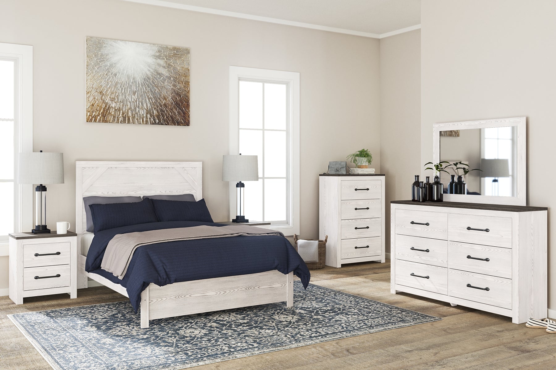 Gerridan Full Panel Bed with Mirrored Dresser and Chest - Premier Furniture & Mattress