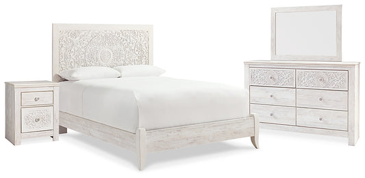Paxberry Queen Panel Bed with Mirrored Dresser and Nightstand - Premier Furniture & Mattress