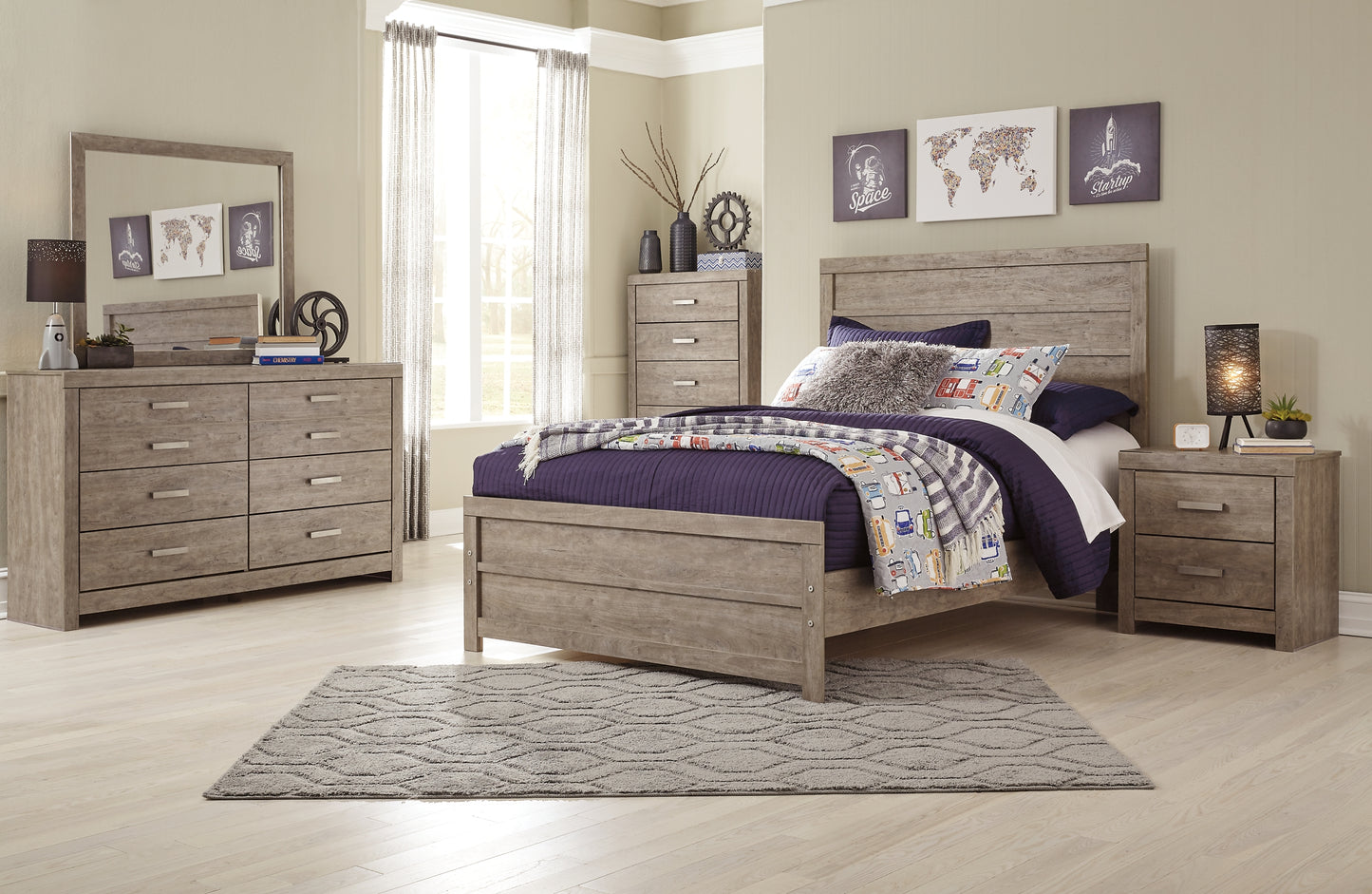 Culverbach Full Panel Bed with Mirrored Dresser and Chest - Premier Furniture & Mattress