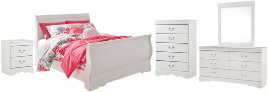 Anarasia Full Sleigh Bed with Mirrored Dresser, Chest and Nightstand - Premier Furniture & Mattress