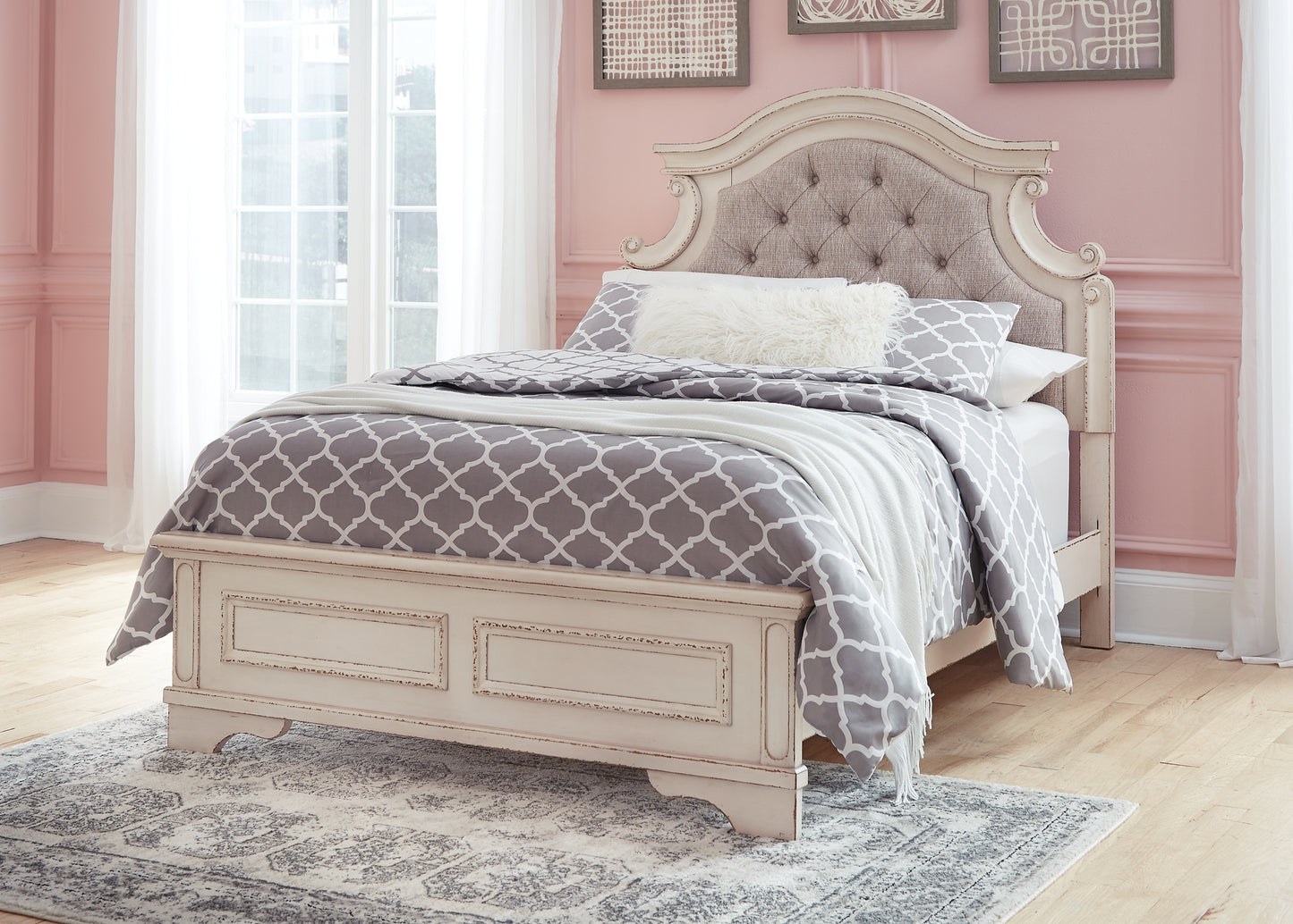 Realyn Full Panel Bed with Mirrored Dresser and Chest - Premier Furniture & Mattress