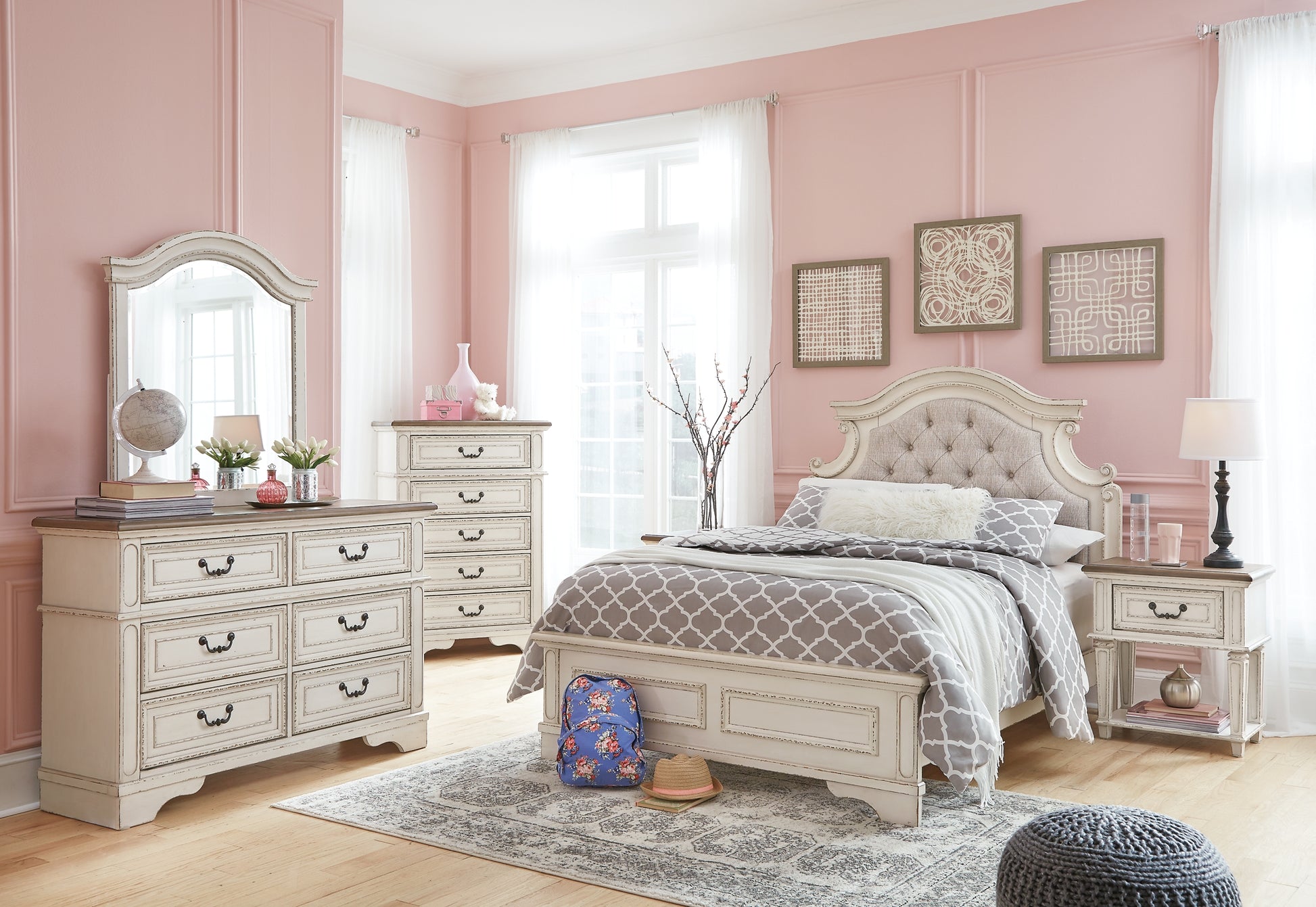 Realyn Full Panel Bed with Mirrored Dresser, Chest and Nightstand - Premier Furniture & Mattress