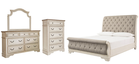 Realyn King Sleigh Bed with Mirrored Dresser and Chest - Premier Furniture & Mattress