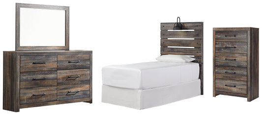 Drystan Twin Panel Headboard with Mirrored Dresser and Chest - Premier Furniture & Mattress