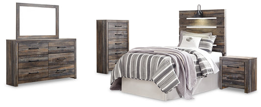 Drystan Twin Panel Headboard with Mirrored Dresser, Chest and Nightstand - Premier Furniture & Mattress