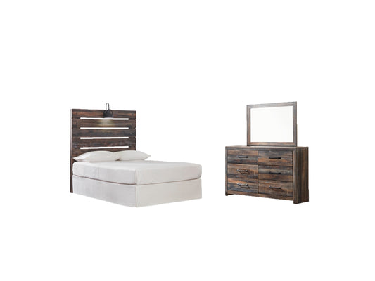 Drystan Twin Panel Headboard with Mirrored Dresser - Premier Furniture & Mattress